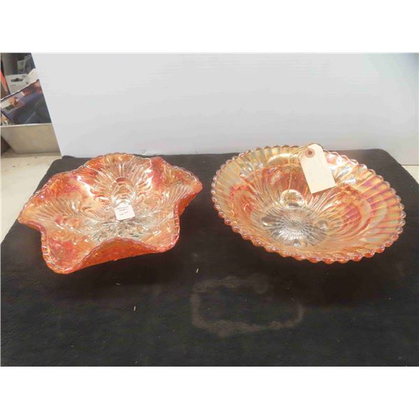 2 Carnival Glass Bowls 
