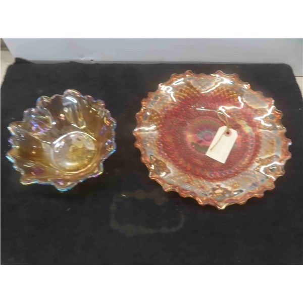 2 Carnival Glass Bowls 