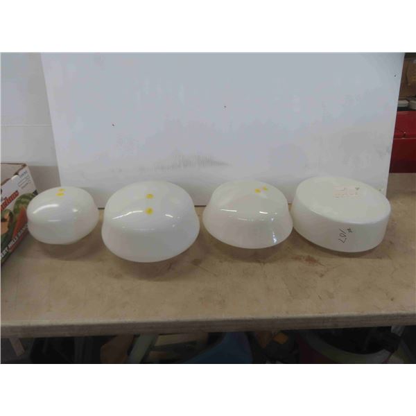 4 Vintage Glass Light Shades Various Sizes / Styles