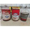 Image 1 : Esso 25lbs Grease Pail with Some Product, 2 Esso 5 Gallon Oil Pails (1 with Lid)