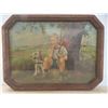 Image 1 : Vintage Wood Encased Dog and Boy Advertising Picture 21 1/4'' x 16''