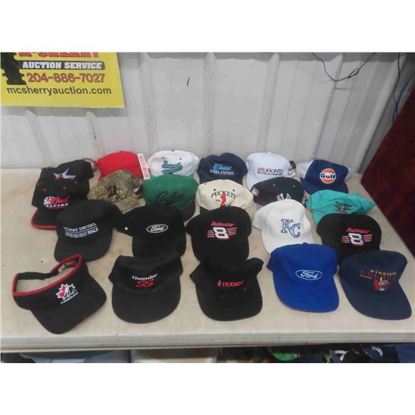 23 Ball Caps, Some with Tags: Polaris, Ford, Racing & Others 