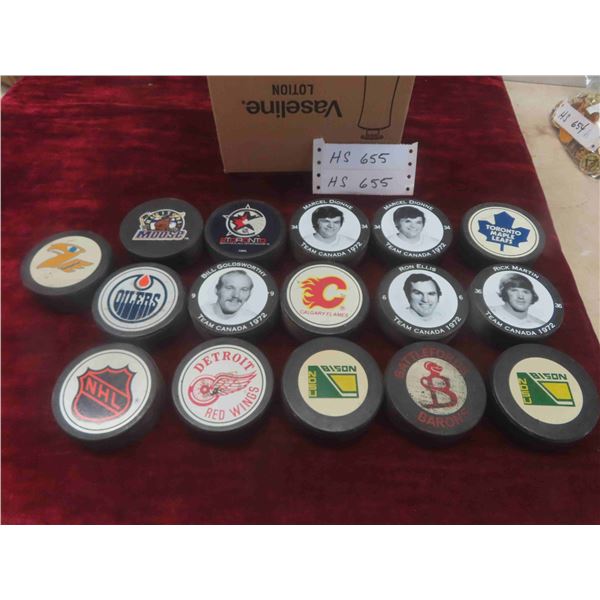 16 Hockey Pucks: Detroit, Team Canada 1972, Plus