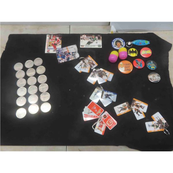 Superbowl Coins, Hockey Cards, Keychain Style NHL Players,  Buttons: Elvis,