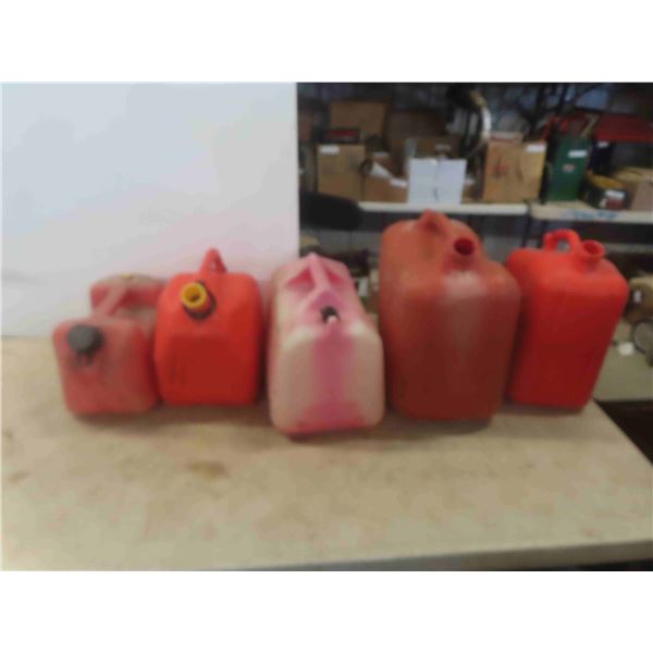 5 Plastic Gas Containers Various Sizes
