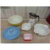 Image 1 : Corningware Perculator, 2 Pyrex Mixing Bowls, Casserole Dish with Lid, 