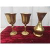 Image 2 : 4 Pieces of Brass : Goblets, Dish, Vase , Wood & Metal Cannon 14'' x 5'' x 6 1/4'' 
