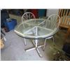 Image 1 : Bistro Wrought Iron Table with Glass Top 34'' Diameter & 2 Chairs 