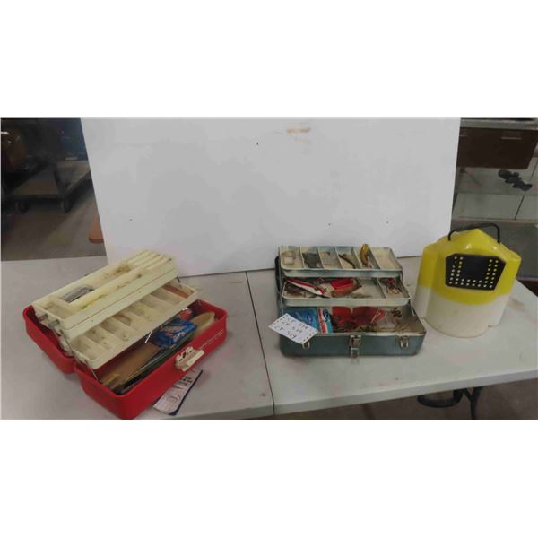 Fishing Tackle , 2 Tackle Boxes, Minnow Trap 
