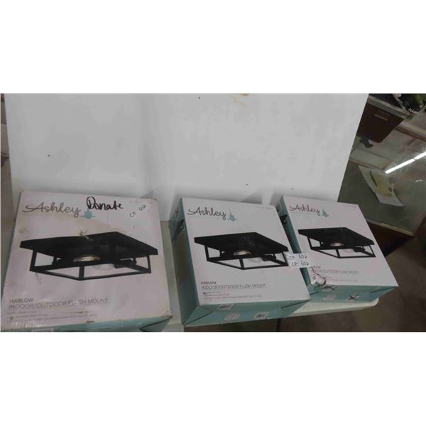 3 New Ashley Indoor/Outdoor Flush Mount Light Fixture