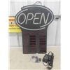 Image 1 : Light Up Open Sign with Business Hours 25 1/2'' x 19 1/2'' with Chain and Power Cord 