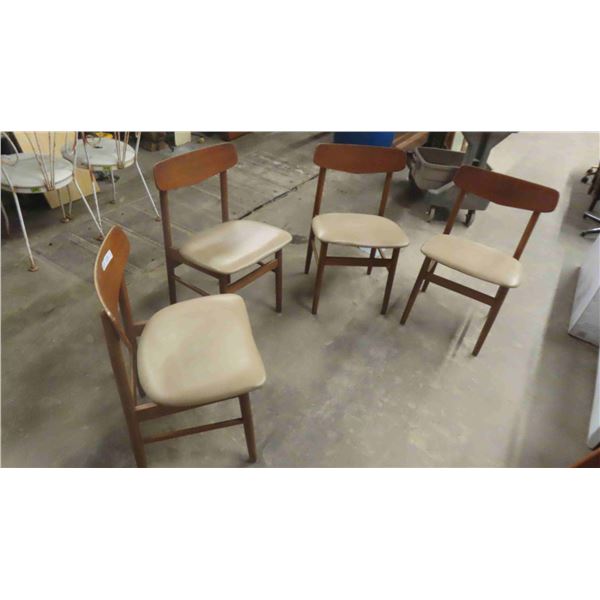 (4) 1960s Teak and Beech Dining Room Chairs 