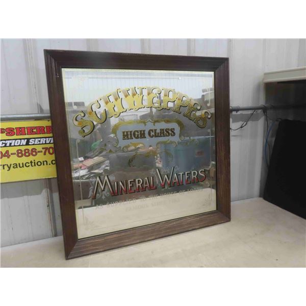 Wood Framed 'Schweppes'  Mirrored Advertisement 29 1/4'' x 29 1/4''
