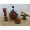 Image 1 : 3 Wooden Décor Set Tallest is 12'' , Wood Birds on Perch Display