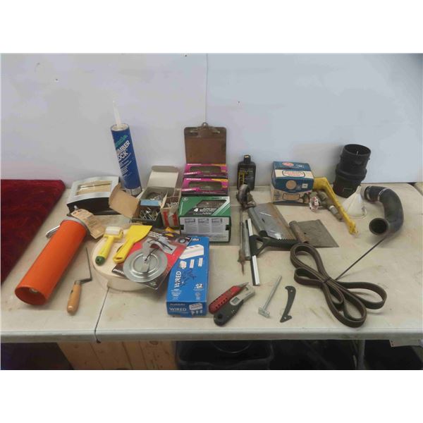 New Old Stock Auto Headlights, Squeegee, Trowels, Fire Extinguisher, 