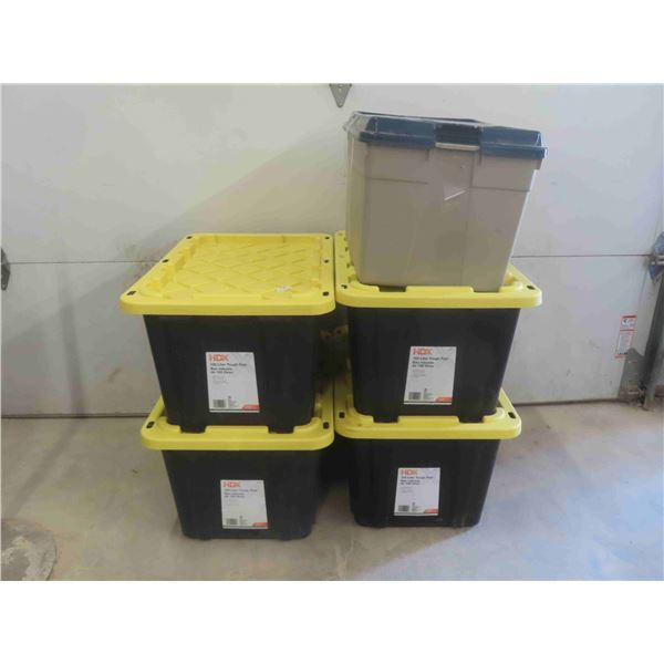 5 Totes with Lids (4) 102L (1) 80L