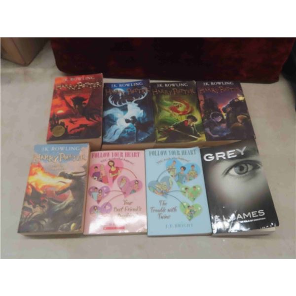 8 Soft Cover Novels : Harry Potter, Follow Your Heart, Grey