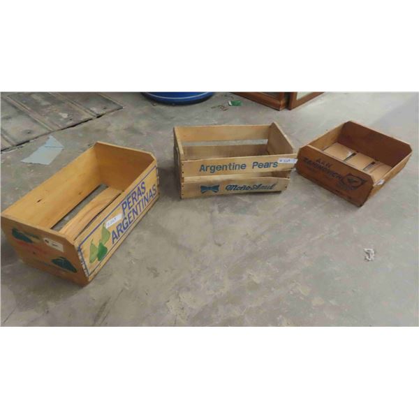 3 Wood Fruit Crates