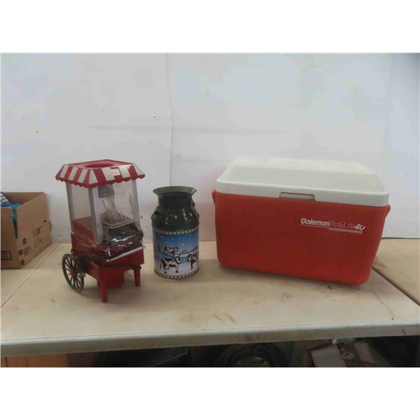Coleman Cooler , Hot Air Popcorn Popper, Decorative Can