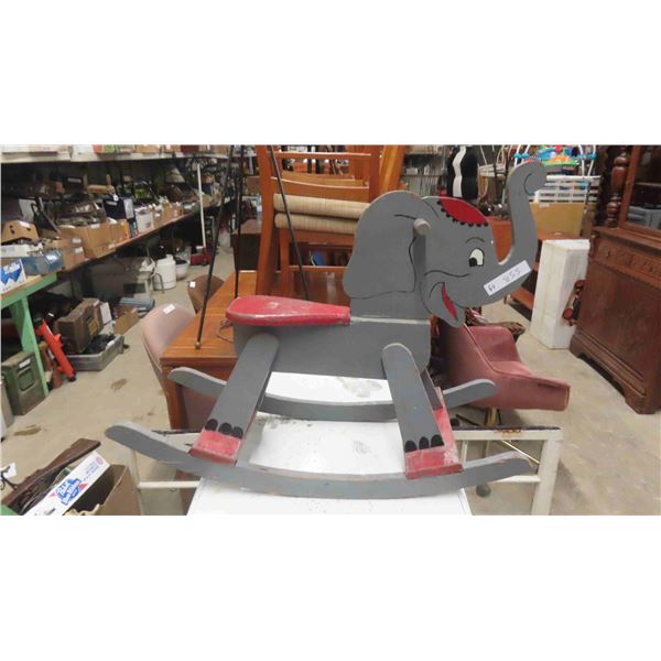 Vintage Wood Rocking Elephant
