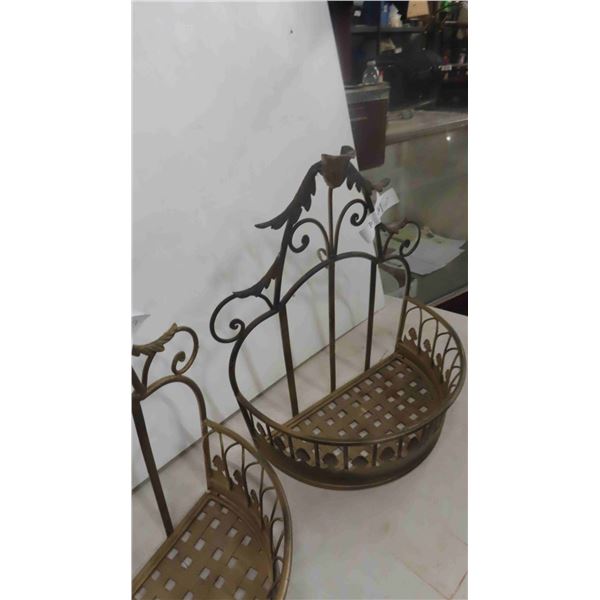 2 Wrought Iron Wall Mount Planters 