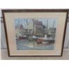 Image 1 : Framed and Signed Print by Garnet Hazard 'Boats in Harbour' 