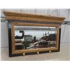 Image 1 : Ornate Beveled Wall Mirror with Coat Hooks 35'' x 23 1/2'' 