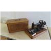 Image 1 : Vintage Portable Crank Style Sewing Machine with Cover/Case 