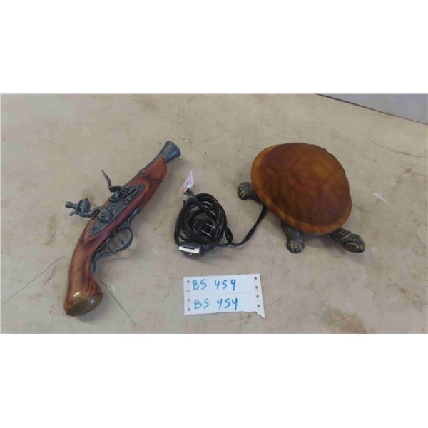 Turtle Lamp, Decorative Gun 