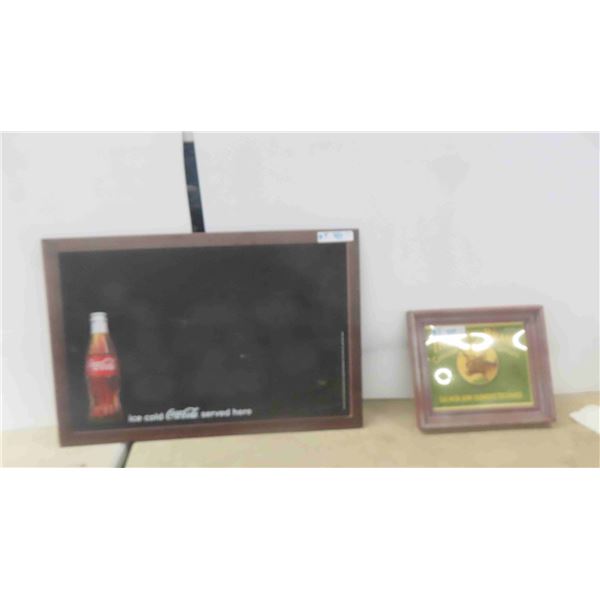 Coke Chalkboard 20'' x 30'' , Hipoint Brand Apple Sign 12'' x 14'' 