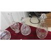 Image 8 : 5 Liquor Bottles (2 Are Crystal) , 2 Russel Wright Plates, Old Salt Keeper, B