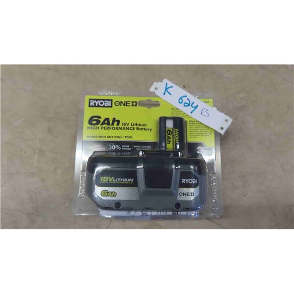 New in Package Ryobi 6AH 18V High Performance Battery