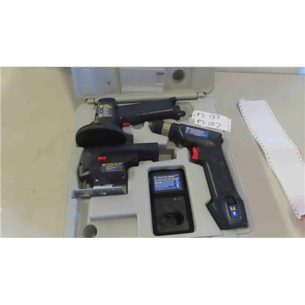 Wen 9.6 Cordless Set : 3/8'' Drill , Orbital Sander, Cordless Jig Saw, 