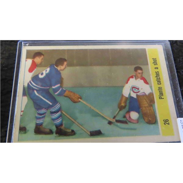 1958/59 Parkhurst 'Plante Catches a Shot' Card