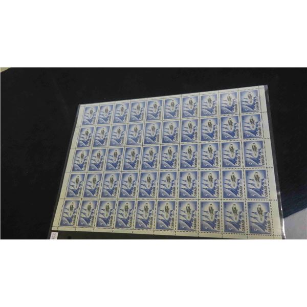 Canada 1959 Sheet of 50 Mint 50th Anniversary of 1st FLT in Canada 