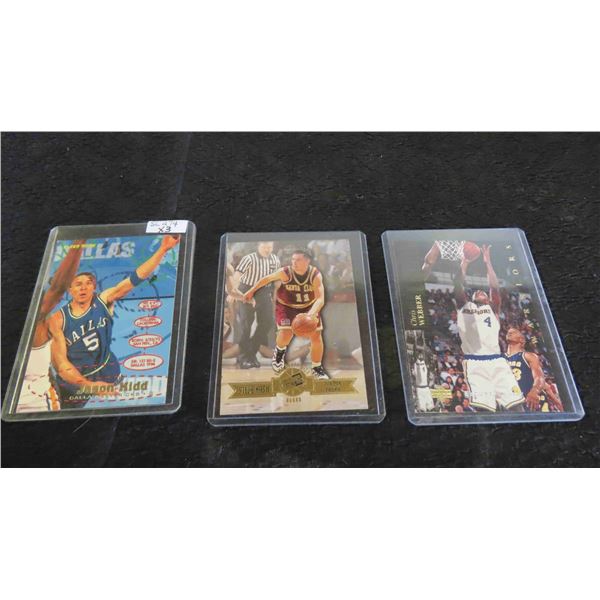 3 Rookie Basketball Cards : Steve Nash , Chris Webber , Jason Kidd -Mint