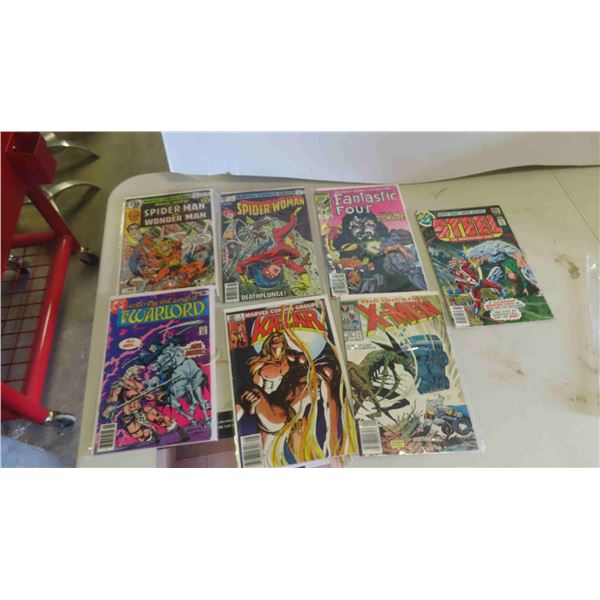 DC and Marvel Comics: Spiderman, Xmen, Kazar, Warlord 7 Copies 