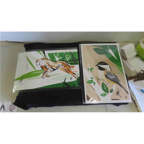 Limited Edition Chickadee and Cheetah Premium 2 Piece Art Print Set Signed 