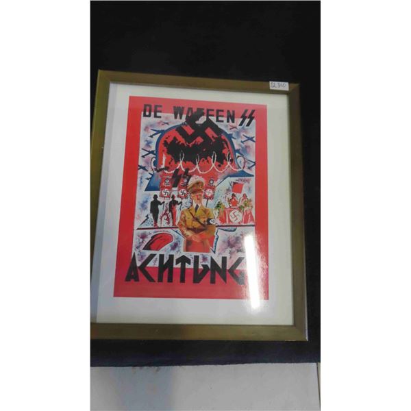 German WW2 8'' x 10'' Framed Waffen S.S. Poster 