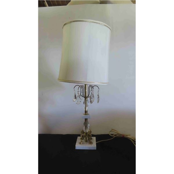 Crystal 6 Tear Drops Lamp with Marble Base 26'' 