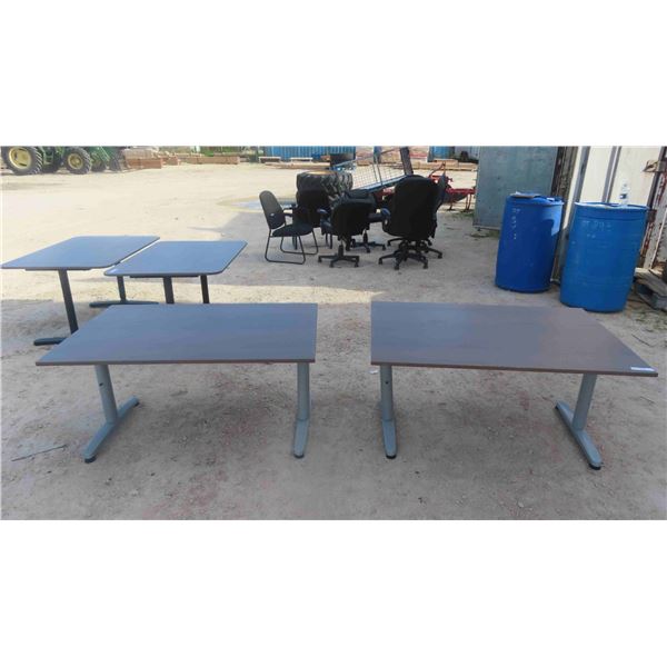2 Adjustable Square Corner Metal Work Station Tables 32'' x 55'' 