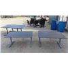 Image 1 : 2 Adjustable Square Corner Metal Work Station Tables 32'' x 55'' 