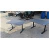 Image 1 : 2 Adjustable Round Corner Metal Work Station Tables 32'' x 55''