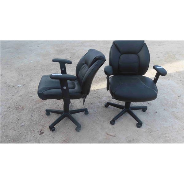 2 Like-New Mid Back Black Swivel/Adjustable Height Office Chairs on Casters 
