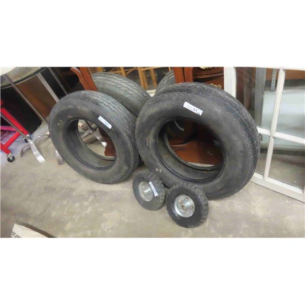 2 Firestone 721 Steel Belted Radials White Wall 205/75R/15 , 2 Dollie Wheels 