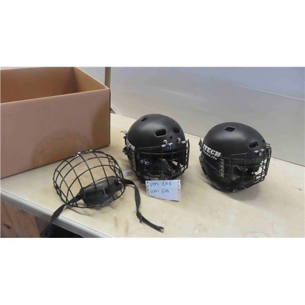 2 Youth Sized Hockey Helmets & Extra Mask 