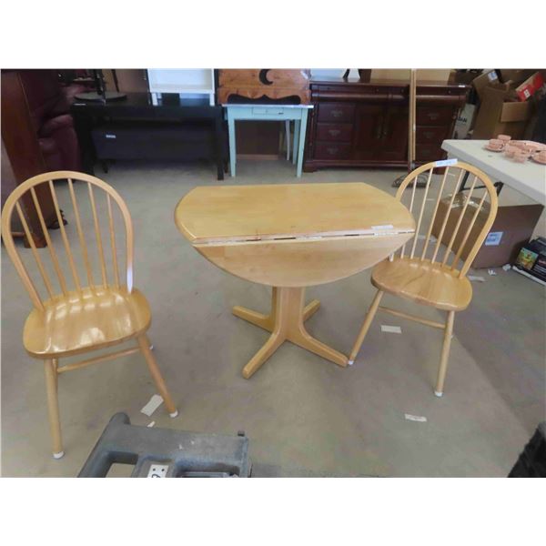 Drop Leaf Table 30'' Tall x 40'' Across (Extended Size) with 2 Chairs 