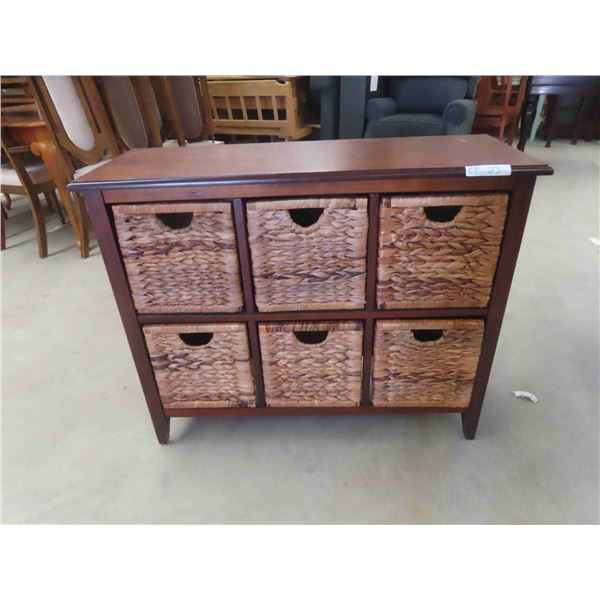 Wood and Wicker Basket/Drawer Organizer Dresser 32'' x 14'' 