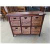 Image 1 : Wood and Wicker Basket/Drawer Organizer Dresser 32'' x 14'' 