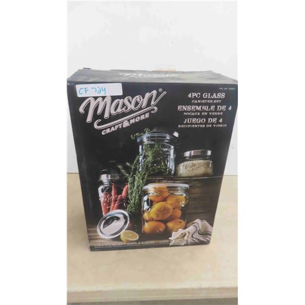 New Mason 4 Piece Glass Canister Set